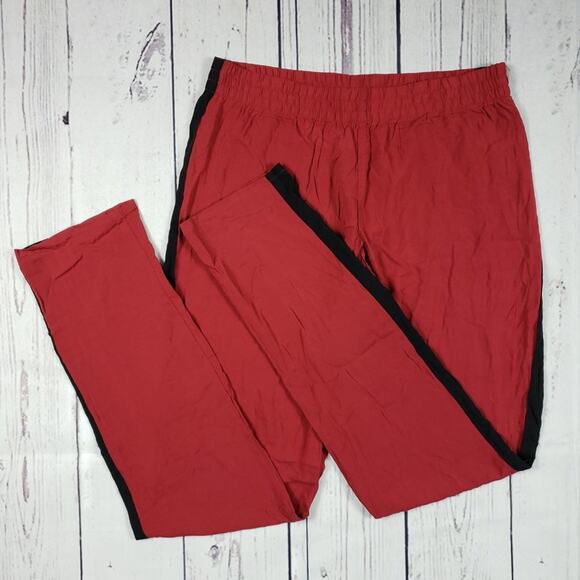 Tezenis Lightweight Red Black Stripe Skinny Leg Pants Women's Size Large - Picture 2 of 7